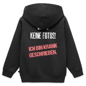 Bitte Keine Fotos Ich Bin Krank Geschrieben - Kinder Premium Organic Zip Hoodie - Schwarz - Hinten - AI Model Kid Male (0cm)