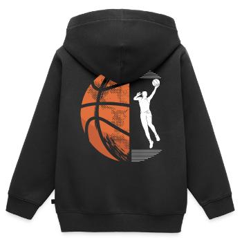 Basketball Sport Geburtstag Wettkampf Geschenk - Kinder Premium Organic Zip Hoodie - Schwarz - Hinten - AI Model Kid Male (0cm)