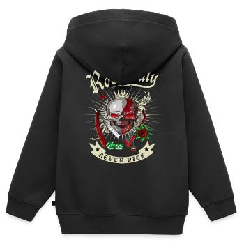 Rockabilly Skull - Sweat Premium à capuche zippé enfant bio - noir - Dos - AI Model Kid Male (0cm)