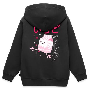 Erdbeermilch, Kawaii, Strawberry Milk - Kinder Premium Organic Zip Hoodie - Schwarz - Hinten - AI Model Kid Male (0cm)