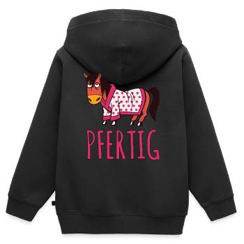 Pfertig Reiten gehen Reitverein Pferd - Kinder Premium Organic Zip Hoodie - Schwarz - Hinten - AI Model Kid Male (0cm)