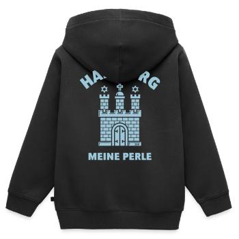Hamburg Wappen – Meine Perle - Kinder Premium Organic Zip Hoodie - Schwarz - Hinten - AI Model Kid Male (0cm)