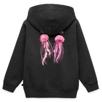 Qualle - Kinder Premium Organic Zip Hoodie - Schwarz - Hinten - AI Model Kid Male (0cm)