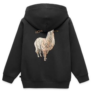Lama - Kinder Premium Organic Zip Hoodie - Schwarz - Hinten - AI Model Kid Male (0cm)