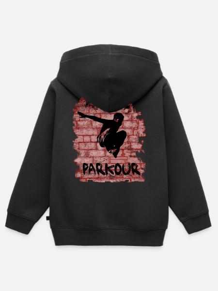 Parkour - Kinder Premium Organic Zip Hoodie - Schwarz