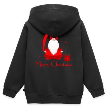 Noël des elfes Joyeux Noël - Sweat Premium à capuche zippé enfant bio - noir - Dos - AI Model Kid Male (0cm)