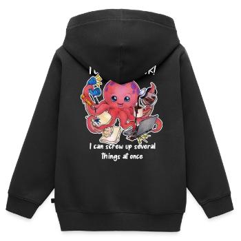 Multitasking Oktopus Lustiger Bürohumor Geschenk - Kinder Premium Organic Zip Hoodie - Schwarz - Hinten - AI Model Kid Male (0cm)