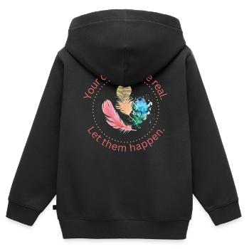 Vos rêves sont réels - Sweat Premium à capuche zippé enfant bio - noir - Dos - AI Model Kid Male (0cm)