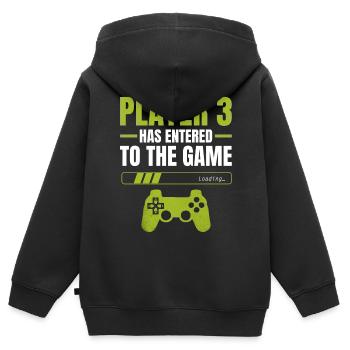 Player 3: Entering the Game – Loading Indicator - Kids Premium Organic Zip-up Hoodie - black - Back - AI Model Kid Male (0cm)