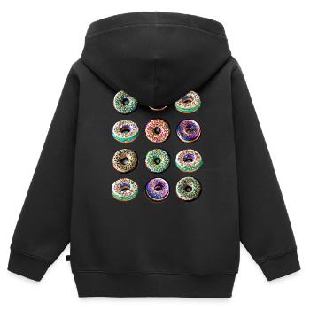 Beignets douze colorés colorés - Sweat Premium à capuche zippé enfant bio - noir - Dos - AI Model Kid Male (0cm)
