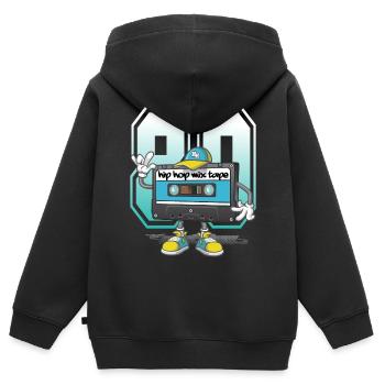 hip hop mix tape - Sweat Premium à capuche zippé enfant bio - noir - Dos - AI Model Kid Male (0cm)