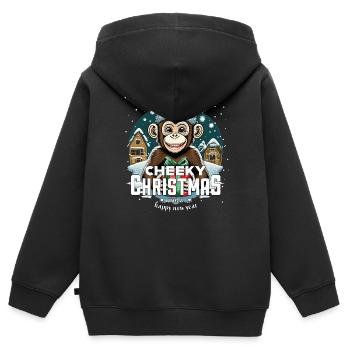 Christmas Monkey - Cheeky Christmas - Kids Premium Organic Zip-up Hoodie - black - Back - AI Model Kid Male (0cm)
