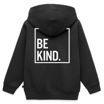 Soyez gentil. - Sweat Premium à capuche zippé enfant bio - noir - Dos - AI Model Kid Male (0cm)