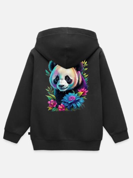 Panda - Kinder Premium zip hoodie biologisch - zwart