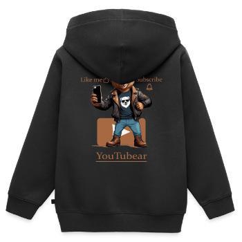 Lustige YouTubär - Kinder Premium Organic Zip Hoodie - Schwarz - Hinten - AI Model Kid Male (0cm)