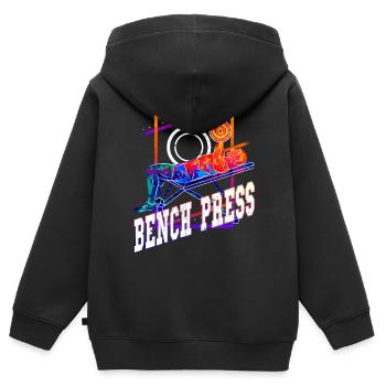Développé couché Haltérophilie Musculation Fitness Fort - Sweat Premium à capuche zippé enfant bio - noir - Dos - AI Model Kid Male (0cm)