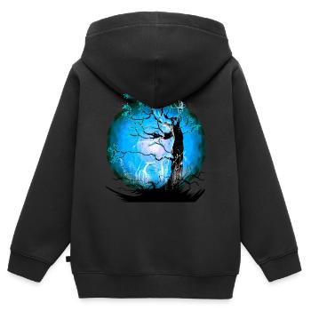 Baum Natur Hirsche Hirsch Waldtiere Wild Rehbock - Kinder Premium Organic Zip Hoodie - Schwarz - Hinten - AI Model Kid Male (0cm)