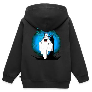 Halloween Gespenst Geist Geister - Kinder Premium Organic Zip Hoodie - Schwarz - Hinten - AI Model Kid Male (0cm)
