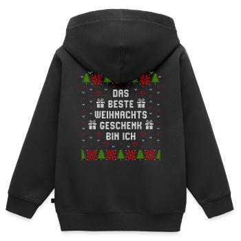 Das beste Weihnachtsgeschenk bin ich - Kinder Premium Organic Zip Hoodie - Schwarz - Hinten - AI Model Kid Male (0cm)