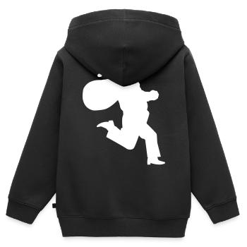 Santa Claus is running - Kinder Premium Organic Zip Hoodie - Schwarz - Hinten - AI Model Kid Male (0cm)