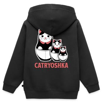 Lustige Catrjoschka Matroschka Schöne Russisch - Kinder Premium Organic Zip Hoodie - Schwarz - Hinten - AI Model Kid Male (0cm)