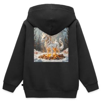 Feuratius - Kinder Premium Organic Zip Hoodie - Schwarz - Hinten - AI Model Kid Male (0cm)