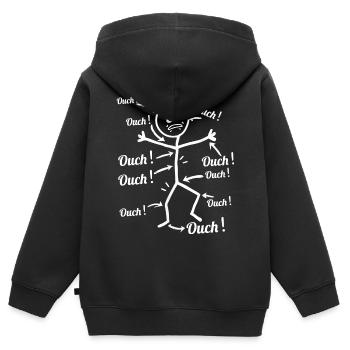 Humour Sport & Health - Stickman ouch mal partout - Kids Premium Organic Zip-up Hoodie - black - Back - AI Model Kid Male (0cm)