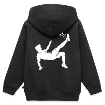 Fallrückzieher Fussball Silhouette - Kinder Premium Organic Zip Hoodie - Schwarz - Hinten - AI Model Kid Male (0cm)