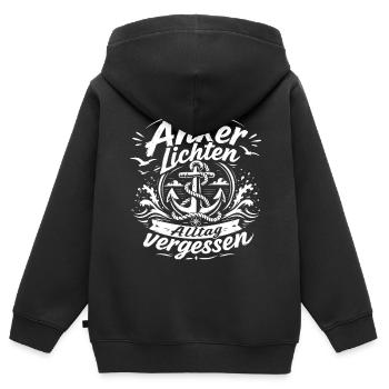Anker lichten, Alltag vergessen - Kinder Premium Organic Zip Hoodie - Schwarz - Hinten - AI Model Kid Male (0cm)