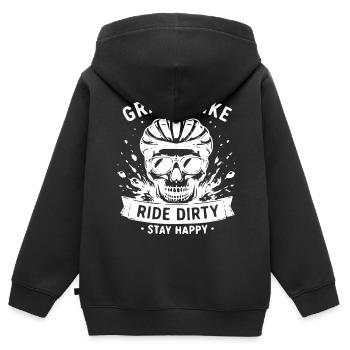 Randonnée Skull Dirty à vélo de gravier - Sweat Premium à capuche zippé enfant bio - noir - Dos - AI Model Kid Male (0cm)