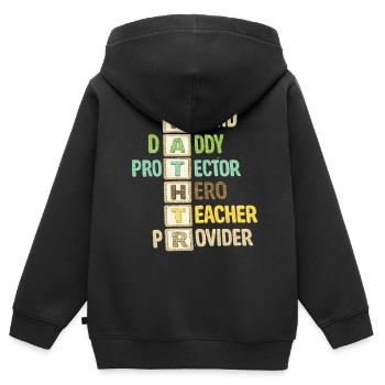 Fête des pères - Sweat Premium à capuche zippé enfant bio - noir - Dos - AI Model Kid Male (0cm)