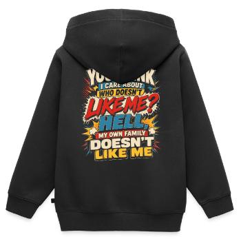 Black Humor Family Quote Sarcasm Comic Book - Kids Premium Organic Zip-up Hoodie - black - Back - AI Model Kid Male (0cm)