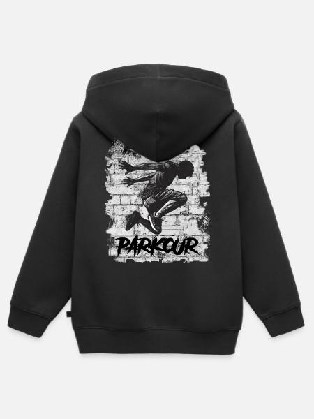 Parkour - Kinder Premium Organic Zip Hoodie - Schwarz