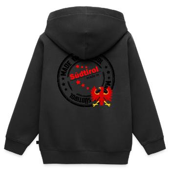 Made in Südtirol - Kinder Premium Organic Zip Hoodie - Schwarz - Hinten - AI Model Kid Male (0cm)