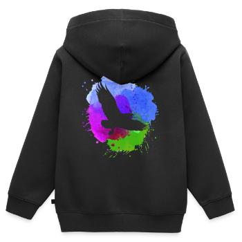 adler,graffiti ,malerei,aquarel,fliegen,vogel,blau - Kinder Premium Organic Zip Hoodie - Schwarz - Hinten - AI Model Kid Male (0cm)
