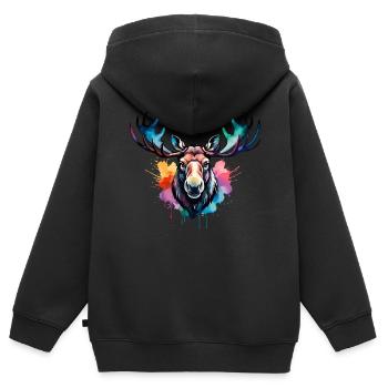 orignal cool dans la forêt, design coloré, aquarelle - Sweat Premium à capuche zippé enfant bio - noir - Dos - AI Model Kid Male (0cm)