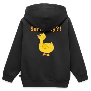 Caneton jaune - Sweat Premium à capuche zippé enfant bio - noir - Dos - AI Model Kid Male (0cm)