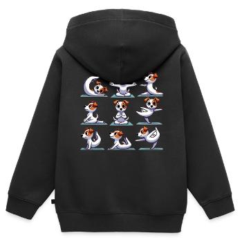 Jack Russell Terrier Yoga – Lustiges Hunde Design - Kinder Premium Organic Zip Hoodie - Schwarz - Hinten - AI Model Kid Male (0cm)