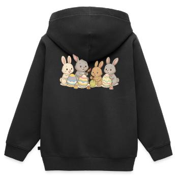 Hasenfreunde bemalen Ostereier – Süßes Osterdesign - Kinder Premium Organic Zip Hoodie - Schwarz - Hinten - AI Model Kid Male (0cm)
