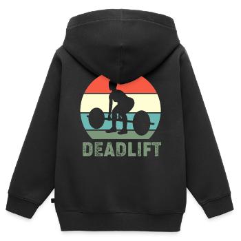 Deadlift Gym Fitness Workout Hantel Bodybuilder - Kinder Premium Organic Zip Hoodie - Schwarz - Hinten - AI Model Kid Male (0cm)