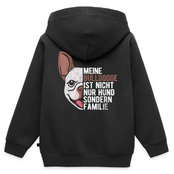 Französische Bulldogge Französische Bulldoggen - Kinder Premium Organic Zip Hoodie - Schwarz - Hinten - AI Model Kid Male (0cm)