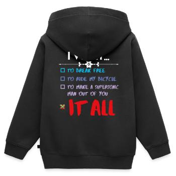 JE VEUX TOUT - Sweat Premium à capuche zippé enfant bio - noir - Dos - AI Model Kid Male (0cm)