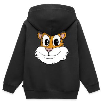 Süßer Cartoon Tiger - Kinder Premium Organic Zip Hoodie - Schwarz - Hinten - AI Model Kid Male (0cm)