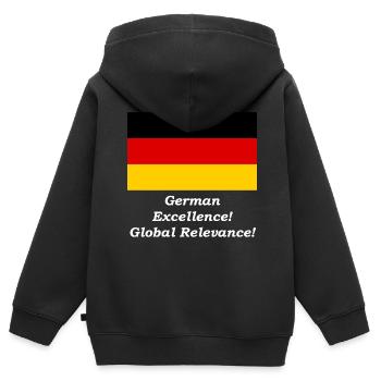 German Excellence! - Global Relevance! - Kinder Premium Organic Zip Hoodie - Schwarz - Hinten - AI Model Kid Male (0cm)
