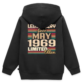 Mai 1969 Mai - Jubilé Mai 1969 - Sweat Premium à capuche zippé enfant bio - noir - Dos - AI Model Kid Male (0cm)