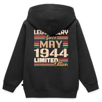 Mai 1944 Mai - Jubilé Mai 1944 - Sweat Premium à capuche zippé enfant bio - noir - Dos - AI Model Kid Male (0cm)