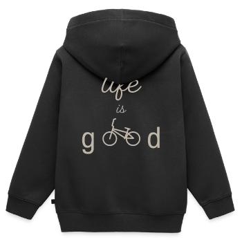LIFE IS GOOD BMX CREME - Kinder Premium Organic Zip Hoodie - Schwarz - Hinten - AI Model Kid Male (0cm)