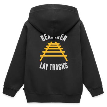 Real men lay tracks rails - Kids Premium Organic Zip-up Hoodie - black - Back - AI Model Kid Male (0cm)