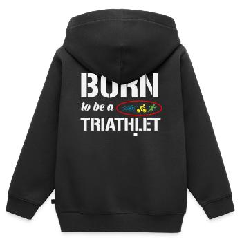 triathlon - Sweat Premium à capuche zippé enfant bio - noir - Dos - AI Model Kid Male (0cm)
