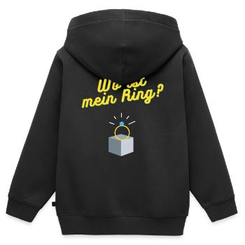 Wo ist mein Ring? - Kinder Premium Organic Zip Hoodie - Schwarz - Hinten - AI Model Kid Male (0cm)